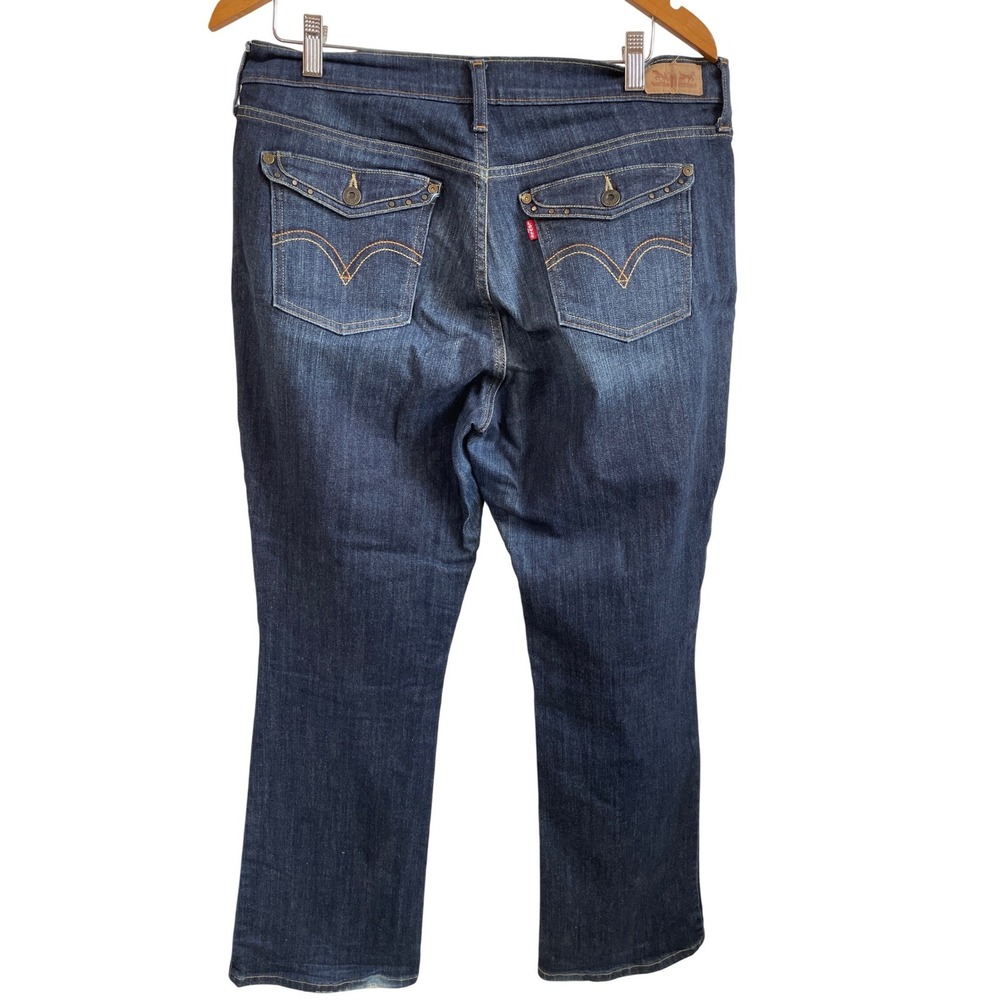 Levis 515 Bootcut Jeans Womens 12M Dark‎ Wash Flap Pocket Studded Denim